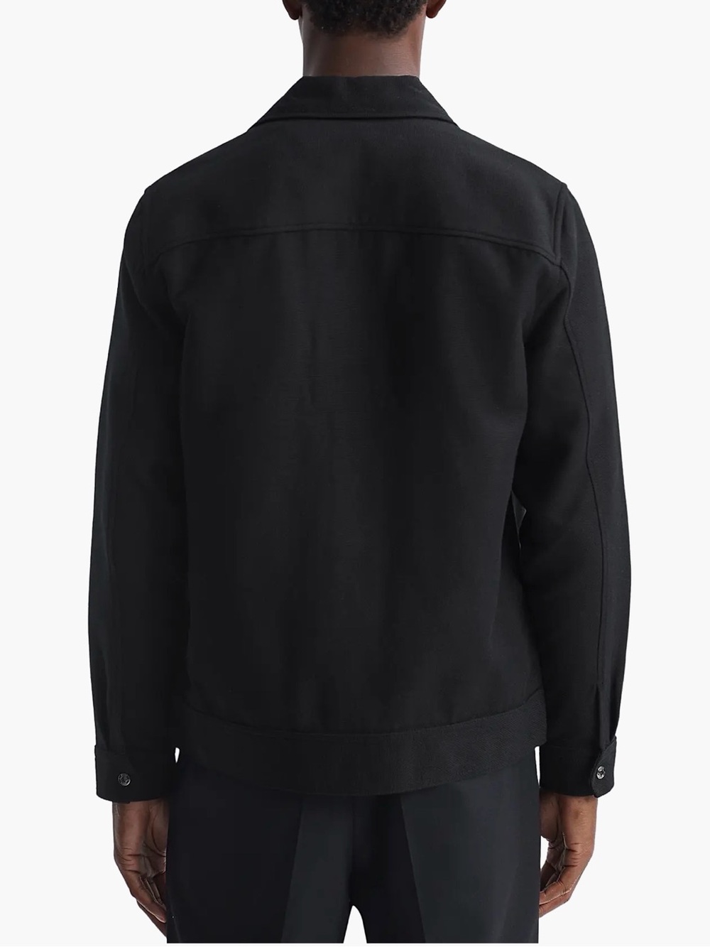 REISS Chez Cotton Shirt Jacket Black - Picture 5 of 9